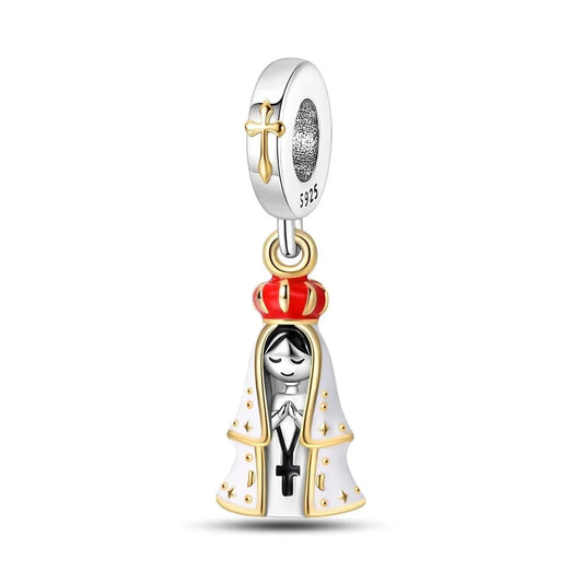 Berloque Prata 925 Pingente Nossa Senhora de Fátima Santo Altar